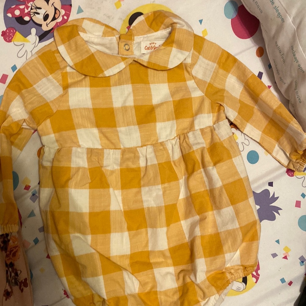 Yellow plaid casual onesie
